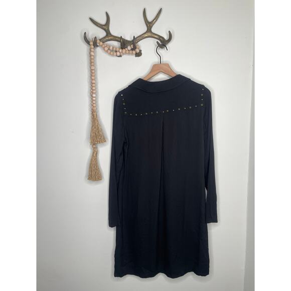 NWT Scotch & Soda Black Tie Front Long Sleeve Dress Small Witchy Goth Emo - Picture 6 of 8